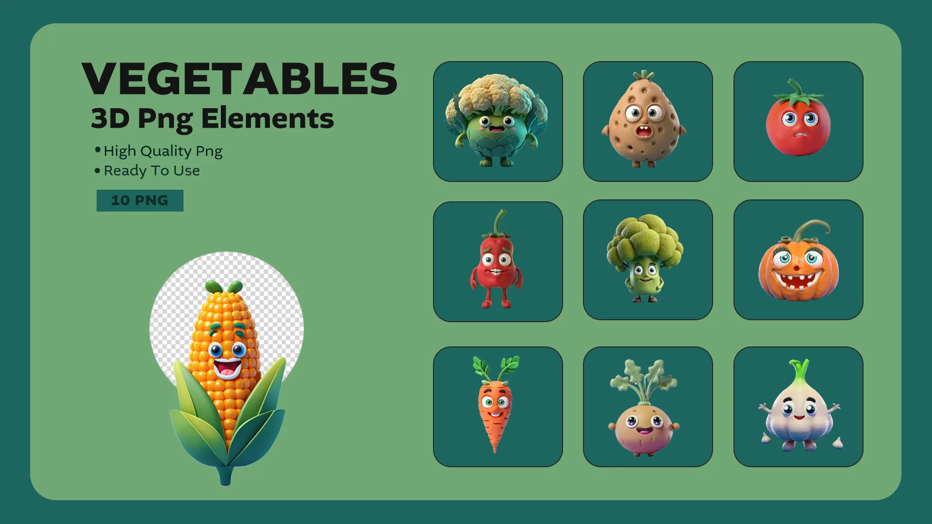 Green Cauliflower 3D Pack for Creative Designs